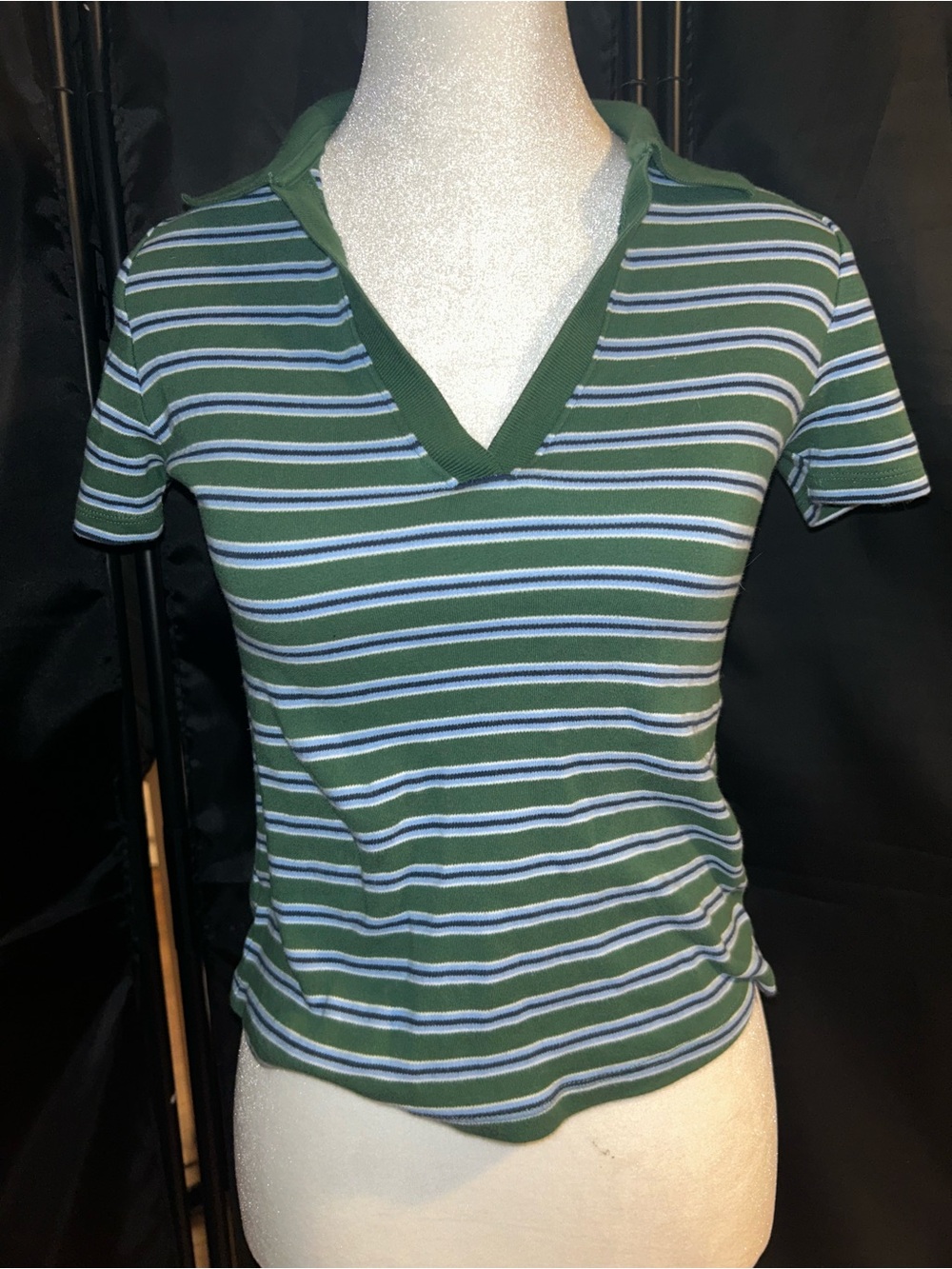 Old Navy striped green polo